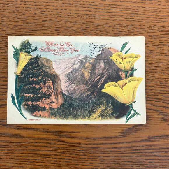 Antique Happy New Year Holiday Postcards Lot of 5 Early 1900s 1907 Gilt Embossed - Picture 5 of 13
